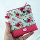 Mini Cosmetic Bag with Zipper Pink Tea Roses and, Beauticians, St. Petersburg,  Фото №1