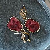Украшения handmade. Livemaster - original item Stylish, gold-plated earrings with agate 