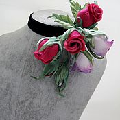 Украшения handmade. Livemaster - original item Choker rose buds made of silk. Handmade.