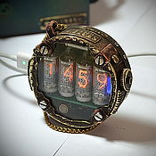 Стимпанк карманные (+настольные) часы "Майкл J.",с двумя Nixie лампами