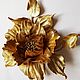 Leather ornaments.The colors of the skin.Brooch Gold rose, Brooches, Taganrog,  Фото №1
