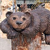 "Медведь-Десантник" Деревянная Скульптура