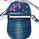 Shoulder bag for girls Denim with decor applique embroidery. Bags for children. Denimhandmade.Olga. My Livemaster. Фото №5