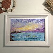 Copy of Poppy wood painting miniature seascape sunset woodwork