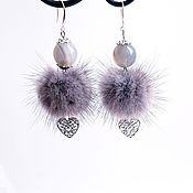 Украшения handmade. Livemaster - original item Classic dark grey earrings with agates and hearts. Handmade.