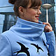 Order Long Swallow sweatshirt, blue sweatshirt with stand-up collar. Lara (EnigmaStyle). Livemaster. . Sweatshirts Фото №3