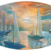 Картины и панно handmade. Livemaster - original item Painting with sailboats 