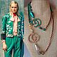 Цепь в стиле GUCCI Мятный и Беж в Золоте. Длинная Цепь в стиле Гуччи. Цепочка. ТКАНИ 'Дамское Счастье'. Интернет-магазин Ярмарка Мастеров.  Фото №2