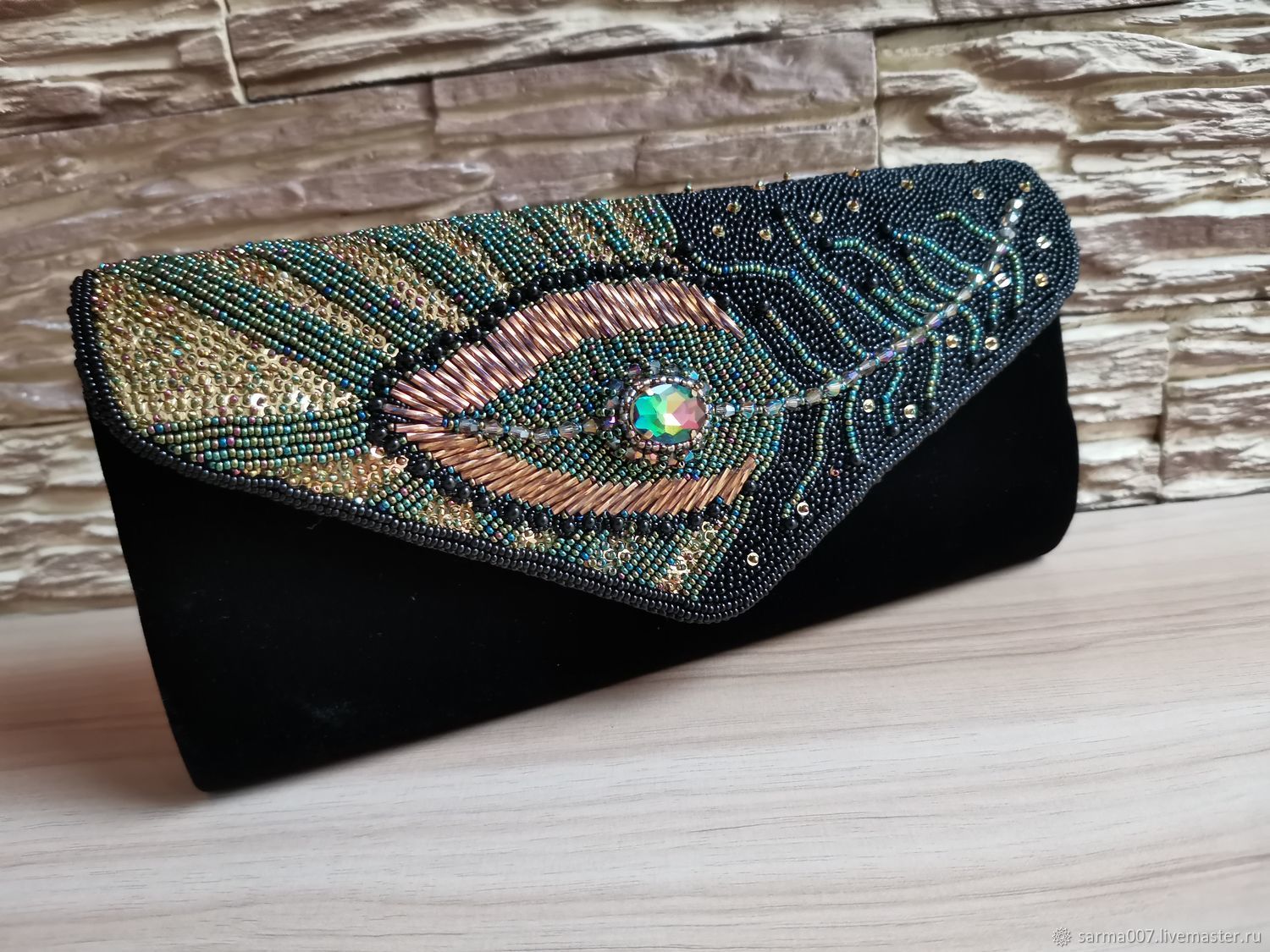 ' Golden Ray ' handbag clutch beads labradorite embroidery, Clutches, Voronezh,  Фото №1