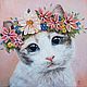 Кот в венке, Картины, Санкт-Петербург,  Фото №1