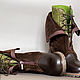 Ботинки ручной работы женские Коричневые с зеленым