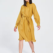 Одежда handmade. Livemaster - original item Linden dress made of hemp fabric in yellow. Handmade.