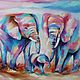 Oil painting on canvas with elephants 50/70 cm, Pictures, Sochi,  Фото №1