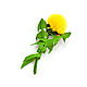 Желтый одуванчик Брошь цветок из меха норки и кожи, Брошь-булавка, Курск,  Фото №1