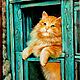 Картина с котом Задумчивый Рыжик маслом, Картины, Павловский Посад,  Фото №1