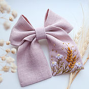 Украшения handmade. Livemaster - original item Bow with embroidery - Spikelets, daisies. Handmade.