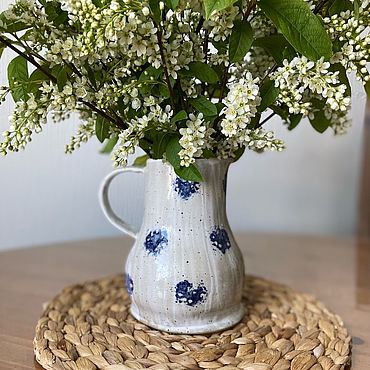 Посуда ручной работы. Ярмарка Мастеров - ручная работа Кувшин в горох. Handmade.