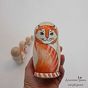 Куклы и игрушки handmade. Livemaster - original item Matryoshka Red cats hand-painted 5 local. Handmade.