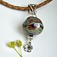 Earth-1 leather cord necklace with lampwork colored glass ball. Pendant. Little pleasures for every day. My Livemaster. Фото №6
