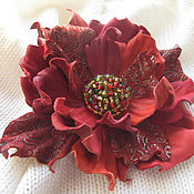 Украшения handmade. Livemaster - original item Leather red flower brooch leather clip RED FLOWER. Handmade.