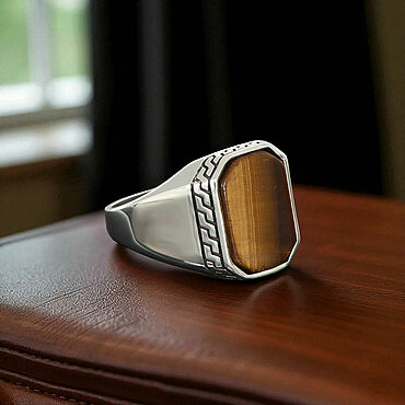 Украшения ручной работы. Ярмарка Мастеров - ручная работа Серебряный перстень: Кольцо из серебра с тигровым глазом. Handmade.