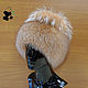 fur hat women's knitted lining fox fur moth df-24, Caps, Ekaterinburg,  Фото №1