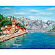 Pintura al óleo del Paisaje Mediterráneo de las montañas del mar de Montenegro sobre lienzo, Pictures, Ekaterinburg,  Фото №1
