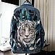 Denim jacket with painting and embroidery white tiger, Outerwear Jackets, St. Petersburg,  Фото №1