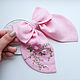 Bow Hairpin Pink Linen - Embroidery Flowers, Hairpins, Fryazino,  Фото №1