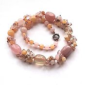 Украшения handmade. Livemaster - original item Rose quartz, citrine and opal necklace. Handmade.