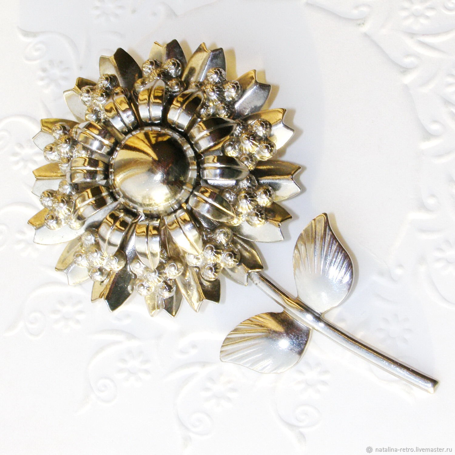 Винтаж: "Серебряный цветок", роскошная, крупная брошь, США купить в ...