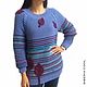 Order Women's Frost sweater, knitted, sky blue, Burgundy, leaves. SIBERIA COOL (knitting & painting) (Siberia-Cool). Livemaster. . Jumpers Фото №3