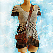 Одежда handmade. Livemaster - original item Crocheted tunic, natural silk, boho style. Dreamcatcher. Handmade.