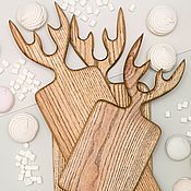Посуда handmade. Livemaster - original item Set of 3 straight cutting boards with horns, color 