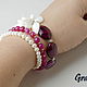Pink bracelet with pearls and pendants. Bead bracelet. Grafoli jewellery. My Livemaster. Фото №4