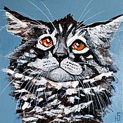Картины и панно handmade. Livemaster - original item Painting cat kitten mainkan oil with a palette knife. Handmade.