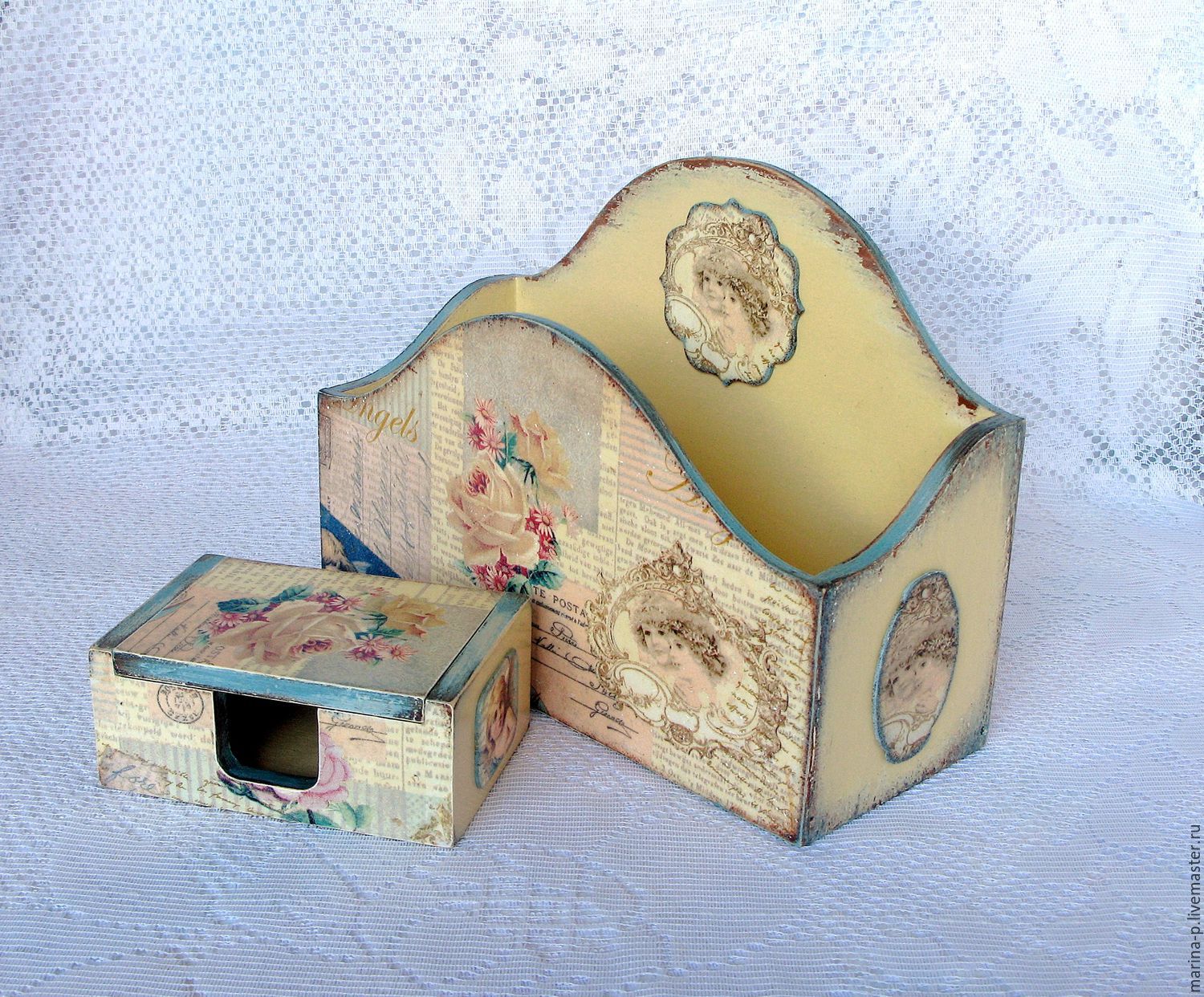 Набор подставка для писем и визитница " Розы и письма" купить в ...