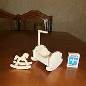 Куклы и игрушки handmade. Livemaster - original item furniture for dolls 1:12. Cradle with rocking horse. Set. Handmade.