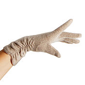 Винтаж handmade. Livemaster - original item Size M. Beige woolen knitted winter gloves. Handmade.