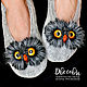 OWLS slippers gray. Socks. DVE SOVY. Интернет-магазин Ярмарка Мастеров.  Фото №2