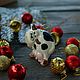 Christmas toy-Cow, symbol of the year 2021. Christmas decorations. Porcelain story. Online shopping on My Livemaster.  Фото №2