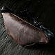 Order Waist leather bag (chocolate) budget model. odalgoods (odalgoods). Livemaster. . Waist Bag Фото №3