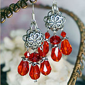 Украшения handmade. Livemaster - original item Red earrings with pendants.. Handmade.