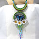 Necklace: Butterfly. Green macrame necklace with embroidery. Pendant. Irina Skripka. Ярмарка Мастеров.  Фото №6