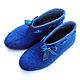 Blue felted Slippers Cornflower blue Hello, Slippers, Abakan,  Фото №1