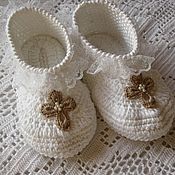 Одежда детская handmade. Livemaster - original item CHRISTENING BOOTIES boy`s knitted. Handmade.