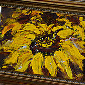 Картины и панно handmade. Livemaster - original item Picture Sunflower, Sunflowers miniature, oil, 10 x 15. Handmade.