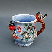 Посуда handmade. Livemaster - original item Mugs and cups: Bullfinches. Handmade.