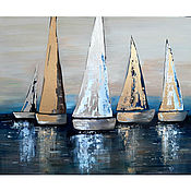 Картины и панно handmade. Livemaster - original item Interior painting Sailboats painting boats sailing regatta. Handmade.