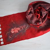 Аксессуары handmade. Livemaster - original item Felted women`s scarf.Dark red felted scarf made of wool and silk. Handmade.